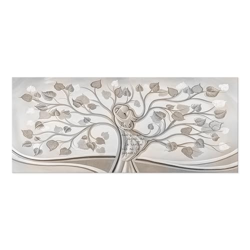 Lupia - Quadro Moderno Canvas Prime AMORE e famiglia Stampa su Tela 38x90 cm, tema albero della vita con testo decorativo, Arte Digitale Alta Risoluzione da Parete per Casa, capezzale