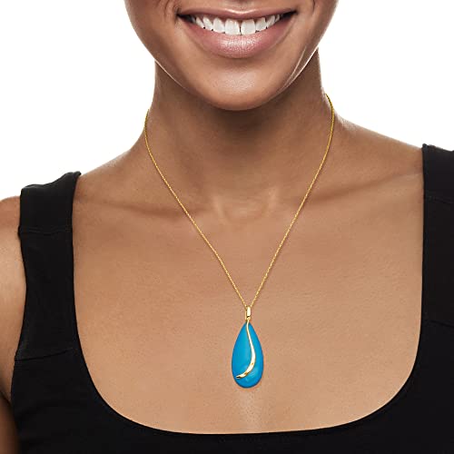Ross-Simons Turquoise Teardrop Pendant In 14Kt Yellow Gold #TOP30