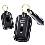 HIBEYO Smart Key Fob Cover Compatible with Rolls-Royce Cullinan Phantom Ghost Wraith Dawn Alcantara Suede Black Badg Real Leather Handmade Key Case with Exquisite Box(Blue)