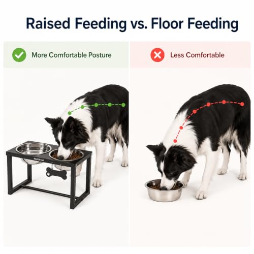 Elevated Dog Bowls for Medium/Large Breed - 10" Tall Raised Dog Bowl Stand with 2 Stainless Steel Bowls(58oz) - Metal Dog Food Bowls for Neck & Joint Protection by Sapestar - Used condition - Image 2