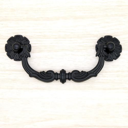 6 PCs Vintage Black Drawer Pulls Handles - Furniture & Cabinet Metal Bail Pull (Length 4-1/4 Inches) - Image 2