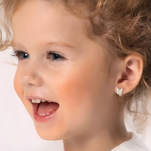 Butterfly Earrings for Women Girls, Hypoallergenic CZ 14K Gold Plated Butterflies Small Tiny Huggie Hoop Earring Jewelry Gifts2