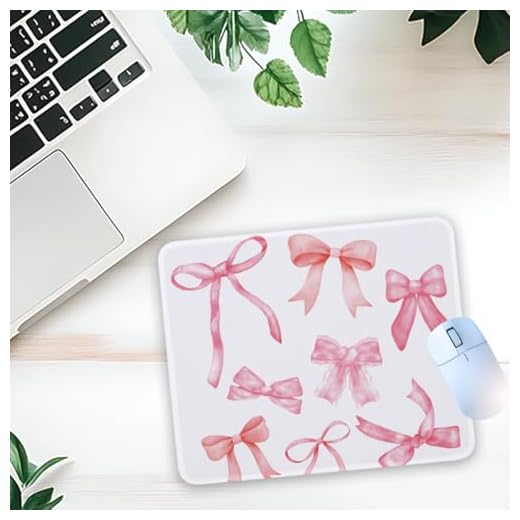 1 Pcs Cute Pink Bow Non-Slip Rubber Mouse Pad for Home Office Desk Workspace Laptop Gifts for Women Girls Friends Family