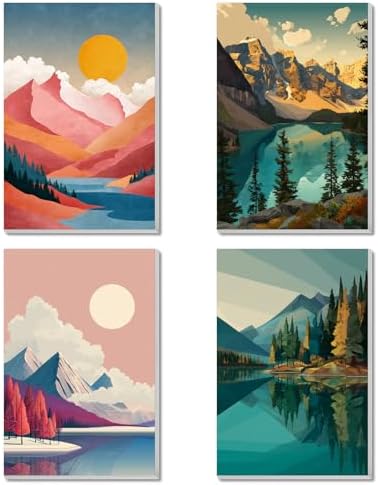 Amazon.com: 4 Pack Framed Paint by Numbers Kit for Adults Beginner ...