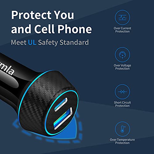 Aymla Usb C Car Charger, Super Fast Charging Compatible For Samsung Galaxy S22/S21 Plus/Ultra/S20 Fe/S10/S9/Note 20/10/Ipad Pro/Air 4 30W Pps&18W Qc 3.0 Cigarette Lighter Usb Charger- Coiled Cable #TOP6