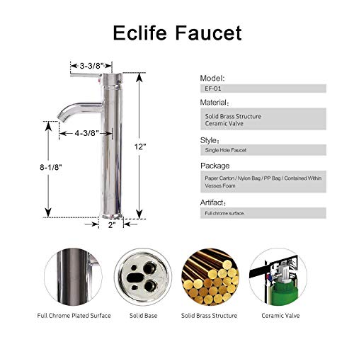 Eclife 24” Bathroom Vanity Sink Combo Wall Mounted Natural Cabinet Two Drawers Vanity Set Round Clear Tempered Glass Vessel Sink Top, W/Chrome Faucet, Pop Up Drain & Mirror (A16E02Ak) #TOP6