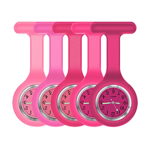 ForeverCover Schwesternuhr Ansteckuhr fob, für Health Care Arbeite, Glow Pointer im Dunkeln,Silikonband mit Pin/Clip,Analog-digital,Quarzwerk (5