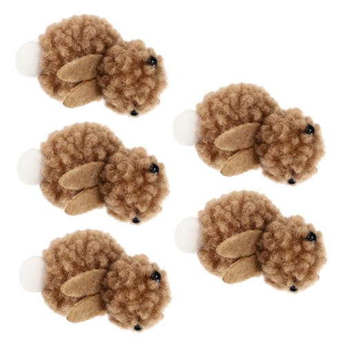 POPETPOP 5個ぬいぐるみウサギのヘアクリップ 冬用 バレッタ ウサギのヘアピン 髪飾り ブローチ 髪留め 帽子やバッグのデコレーションにも