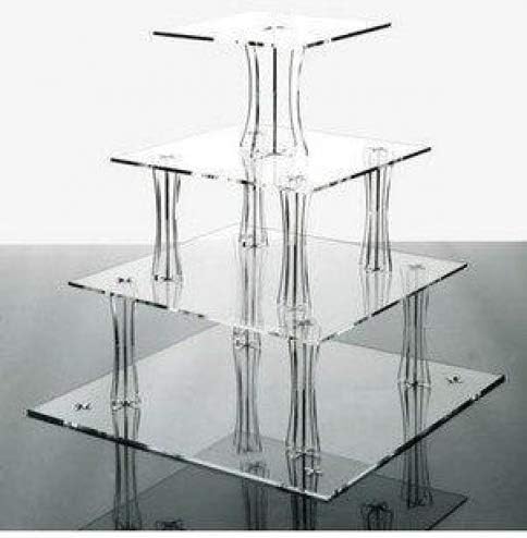 Cupcake Stand 4 Tier Square Clear Acrylic Plastic for Wedding and Parties