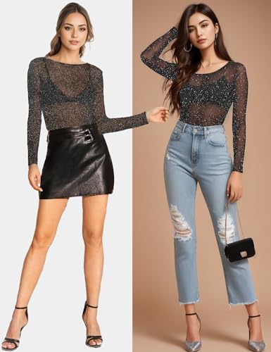 Image of Buauty Sheer Tops for Women,Mesh Fishnet Tops Plus Size,Stylish and Sensational Mesh Blouses for Fashion-Forward Ladies