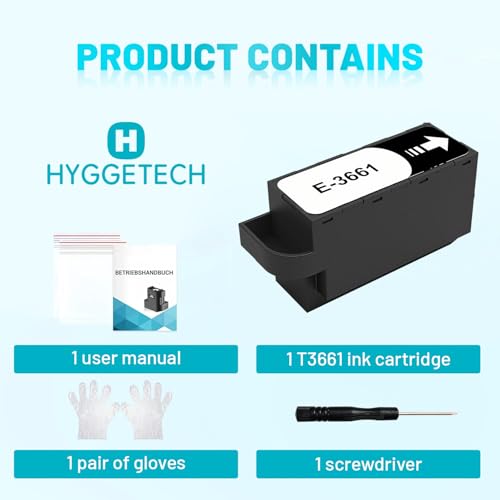 Hyggetech T3661 Wartungsbox Ersatz für Epson T3661 C13T366100 Wartungsbox für Expression Photo XP-8500 XP-8505 XP-8600 XP 8605 XP-15000 Premium XP-6000 XP-6001 XP-6005 XP-6100