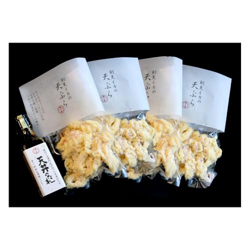 「イカ天丼」剣先イカ専門店の人気丼を食卓で!-[イカ天4個とタレ1本セット] |HGH00028