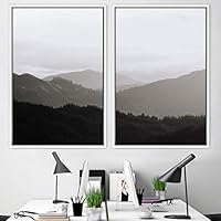 2 Piece Framed Canvas Wall Art Foggy Scenery Canvas Prints Home Artwork Decoration for Living Room,Bedroom - 16