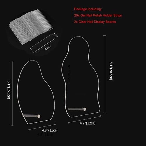 Lioong Irregular Acrylic Nail Art Display Boards Clear Nail Sample Holder(2 Sets)With 20Pcs Nail Art Tips Strips For Nail Practice Design #TOP4