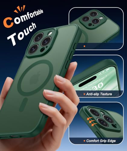 Image of FNTCASE for iPhone 16 Pro-Max Case: Translucent Green Fit for MagSafe
