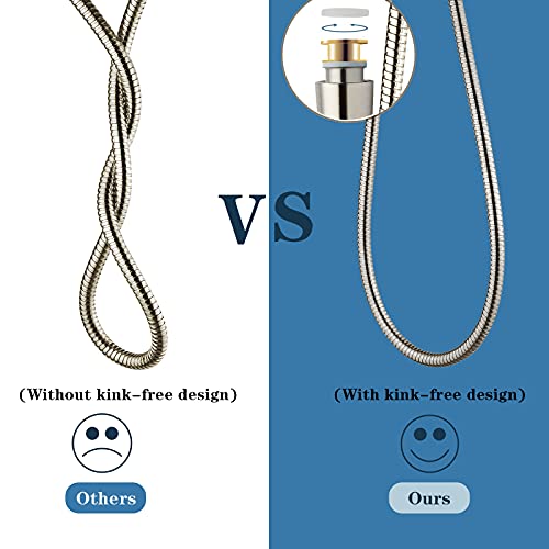 Bright Showers Shower Hose For Hand Held Shower Heads, 79 Inches Cord Extra Long Stainless Steel Hand Shower Hose, Ultra-Flexible Replacement Part With Brass Insert, Brushed Nickel #TOP2