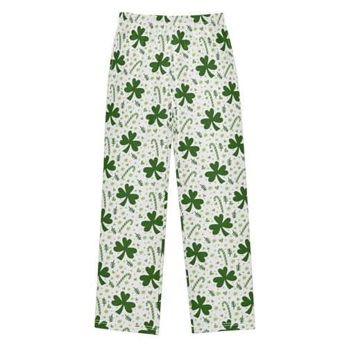 ZZXXB Shamrock Candy Cane Boys Long Pants Soft Trousers Elastic Waist Kids Lounge Bottoms with Pockets S-XL