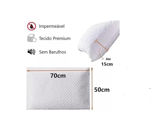 Kit Com 2 Capas Protetoras de Travesseiro Fronha Impermeável E Antialérgica Cor Branco Matelassê Com