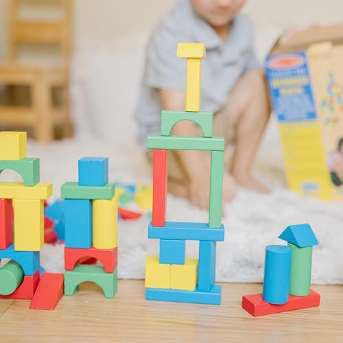 Melissa & Doug Wooden Building Blocks, 100-Piece Set of Sorting & Stacking Toys in 4 Colors and 9 Shapes, Classic Toddler Toys for Girls & Boys Ages 2+ - FSC Certified — view 6