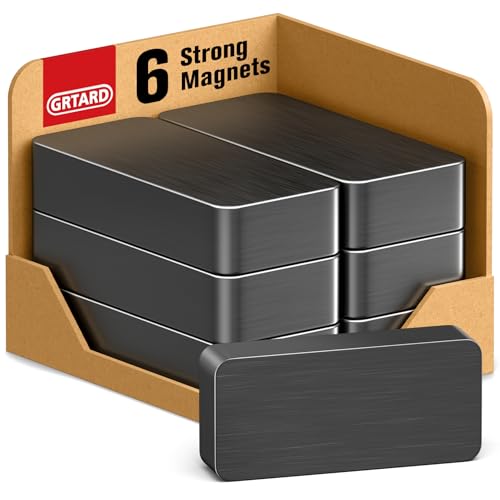 Grtard 6 Pack Heavy Duty Ceramic Magnets Strong, 1 7/8" x 7/8" x 3/8" Rectangular Ferrite Magnets, Grade 8, Black Ceramic Blocks Magnet for Crafts, DIY, Science, Fridge, Whiteboard, Hanging Tools