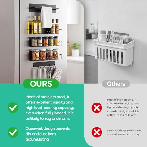 Uasdrvi 5Pcs Heavy-Duty Magnetic Shelves for Fridge, Washing Machines, Dryers, Metal Doors, and Any Metal Surface — view 4