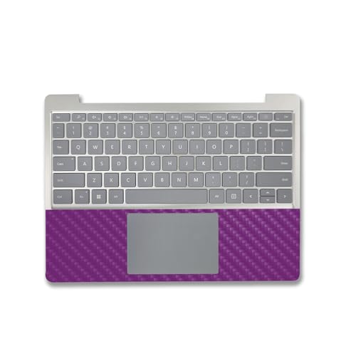 Image of MightySkins Carbon Fiber Skin Compatible with Microsoft Surface Laptop Go 3 (2023) Full Wrap Kit - Solid Purple | Protective, Durable Textured Carbon Fiber Finish | Made in The USA