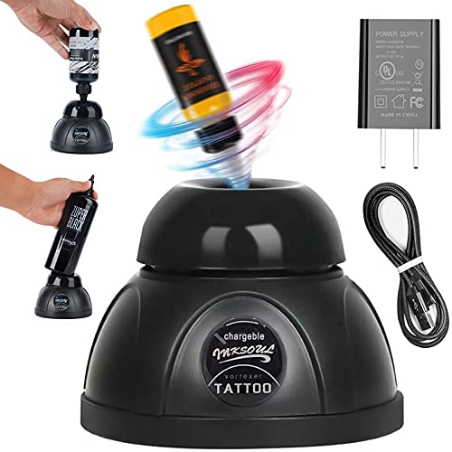 Lab Mini Vortex Mixer, Tattoo Ink Nail Polish Pigment Paint Shaker,Touch Function 5200rpm for Charging,for Tattoo Ink Gel Polish Eyelash Adhesives Acylic Paints Test Tubes (Chargeable Style Black)