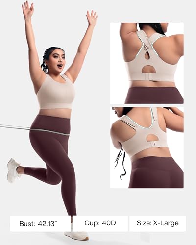 Image of Adjustable High Impact Sports Bras Molded Cup Plus Size Bra for Large Bust Women Running Workout Gym Fitness