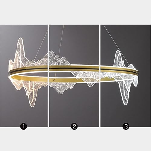 Lampe circulaire de salle à manger dorée de style milieu du siècle avec LED variable haut de gamme - 6