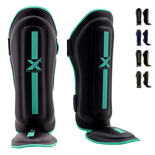 Xn8 Espinilleras Kick Boxing Lamina Natal Cuero Espinilleras Muay Thai Piernas y Pies Espinilla Empeine Protección para Taekwondo MMA Sparring Artes Marciales y Kick Boxeo Entrenamiento Cover