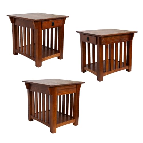 Image of Leick Home Mission End Table, 22 inch, Medium Oak
