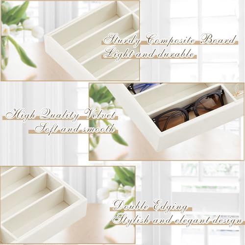 Amylove 2 Pack Sunglasses Organizer Tray Velvet Holder,12 Grids,Beige by Amylove - Image 3