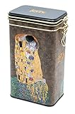 Vorratsdose von Fridolin - Kaffeedose, Teedose - geprägt und aufwendig lackiert - Künstler: Gustav Klimt Motiv: Der Kuss - Maße: (B/H/T) ca. 11 × 18 × 7,4 cm Volumen ca. 1,5L