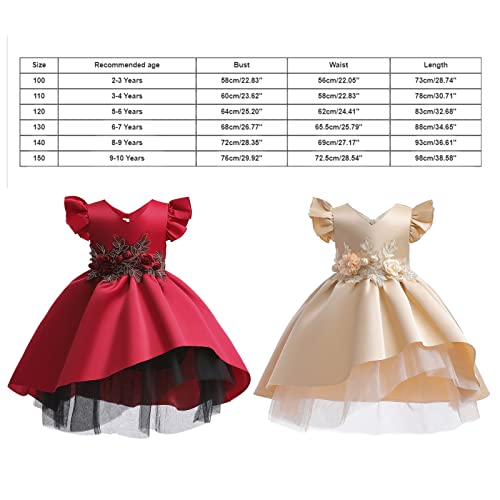 Vestido de dama de honra novo vestido de princesa infantil vestido vermelho para apresentação de pia