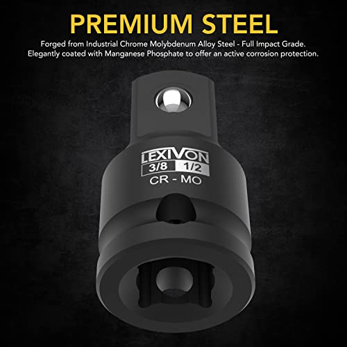 Lexivon Impact Socket Adapter And Reducer 4-Piece Set | 1/4" - 3/8" - 1/2" Impact Driver Conversions, Chrome Molybdenum Alloy Steel (Lx-112) #TOP6