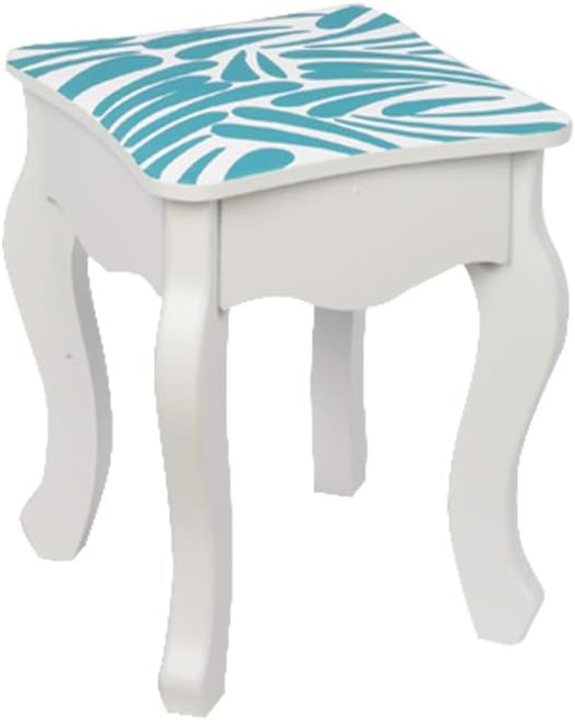 Vanity Set,ShyneeMakeup Dressing Vanity Set Wooden Princess Makeup Table with Cushioned Stool,Drawer,Wooden Legs and Mirror, Make Up Dressing Play Set for Girls (Blue)