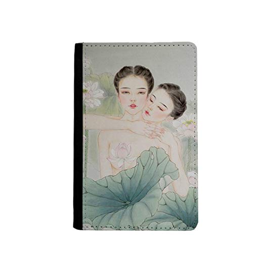 Étui passeport style chinois Lotus multicolore portefeuille de voyage compact