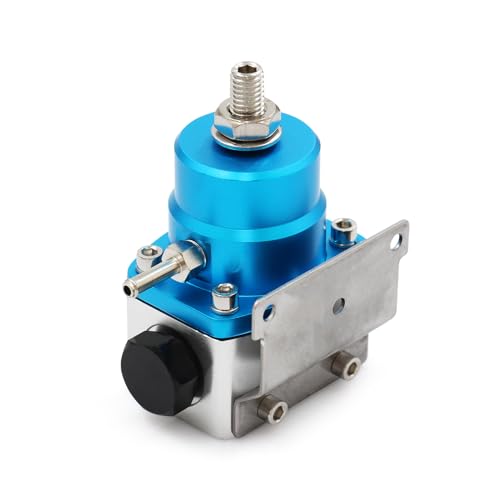 Adjustable Universal EFI Fuel Pressure Regulator Kit with 0-160psi Fuel Pressure Gauge and AN6-6AN Fuel Line Hose Fitting Connectors Kit (BLUE)