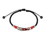 Boho Braided Leather Anklet with Red Resin Inlay and Silver-Tone Accents – Adjustable, 23 cm (9 inches) Inner Length