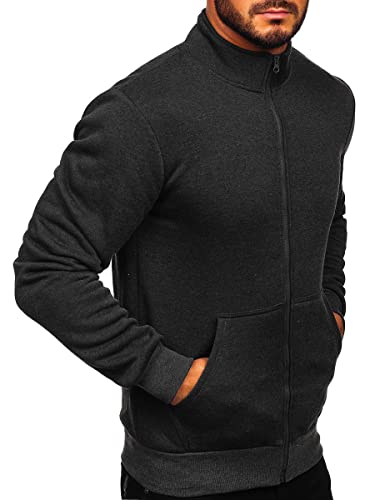 Men's Full Zip Up Active Track Jacket Zipper Mock Neck Sweatshirts Casual Long Sleeve Top With Pocket #TOP1