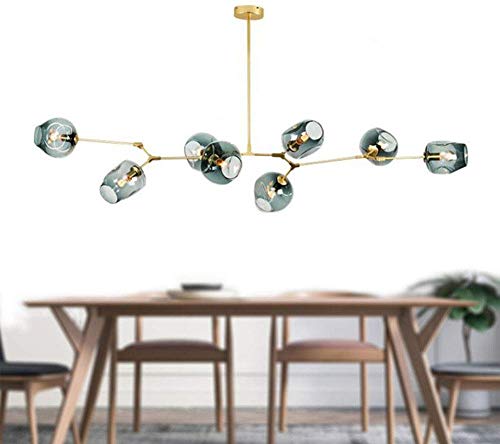 Modern Molecular Chandelier, E26 Nordic Bubble Ball Rotating Ceiling Light with Glass Lampshade, Pendant Lighting Rod Fixtures for Living Dining Room Bedroom Bar (Gold, 8 Lights)
