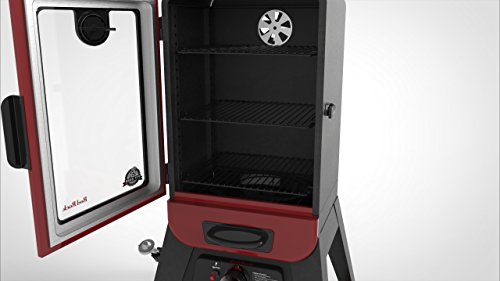 showing how to clean the glass door on an electric smoker