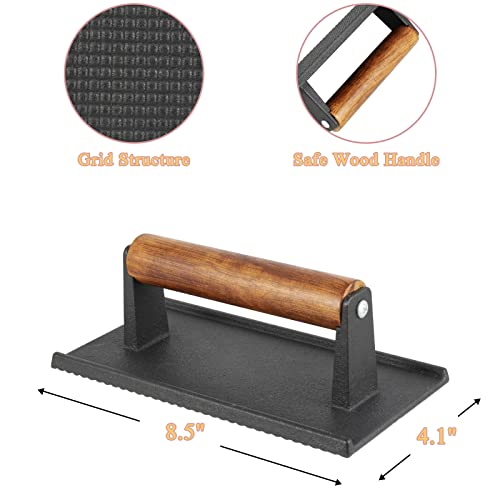 13 x 9 Inch Rectangular Basting Cover and Grill Press Kit for Blackstone Accessories, Universal BBQ Melting Dome Steaming Lid & Smash Burger Press for Flat Top Teppanyaki, Dishwasher Safe - Thumbnail 3