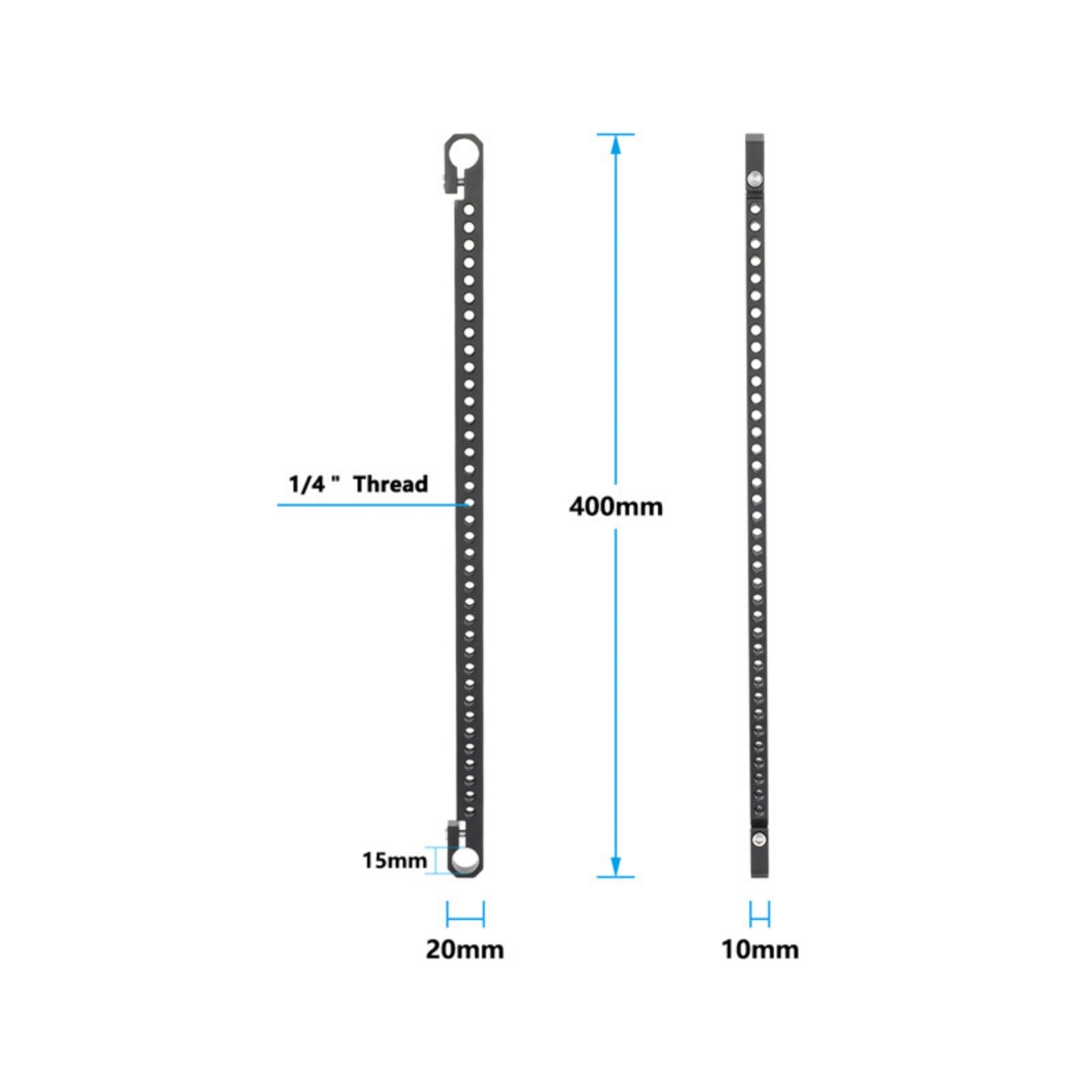 Asta in alluminio da 400 mm con adattatore per asta da 15 mm, morsetto per tubi per videocamere, videocamere, accessori per gabbia, formaggio