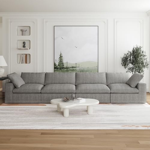 Image of JACH 4-Seats Modular Sectional Couches for Living Room, Modern Convertible Sofa, Cloud Couch, Cushion Covers Removable, Soft Comfy Couch for Living Room Bedroom Apartment (Grey)
