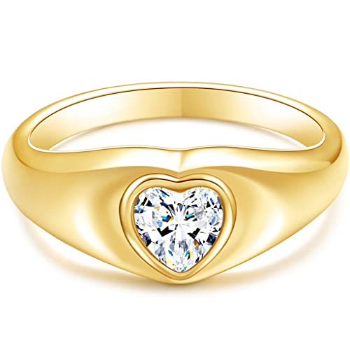 Jude Jewelers Stainless Steel Heart Shaped Wedding Band Statement Pinky Ring