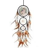 Ipoouer Wolf Dream Catcher Big Authentic Wall Decor Real for Bedroom Boys Girls Kids Indian Handmade Home Decorations (Green)