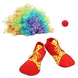 karneval kostüm clown Design: Die farbenfrohe Clown Perücke, Clown Nase und Clown Polka-Dot Schuhe sind sehr festlich und lustig.