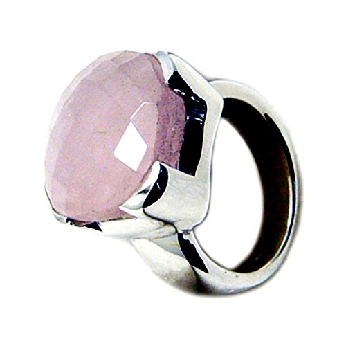 Bague quartz rose naturelle coussin en argent 925 chakra - 6