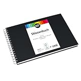 blackbook prolyte ★ STARKE EIGENSCHAFTEN ★ – Künstler Skizzen-Heft im Quer-format mit angenehm kräftigem 200 g/m² Papier (weiß), säurefrei & lichtbeständig, das schwarze, stabile & robuste Hardcover bietet idealen Schutz für Ihre Zeichnungen und Skizzen vor Dreck & Schmutz